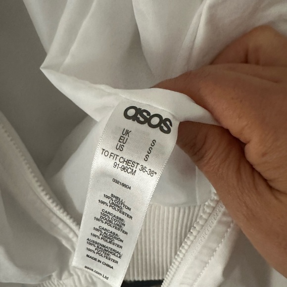 White Unisex longline bomber jacket - Picture 3 of 4